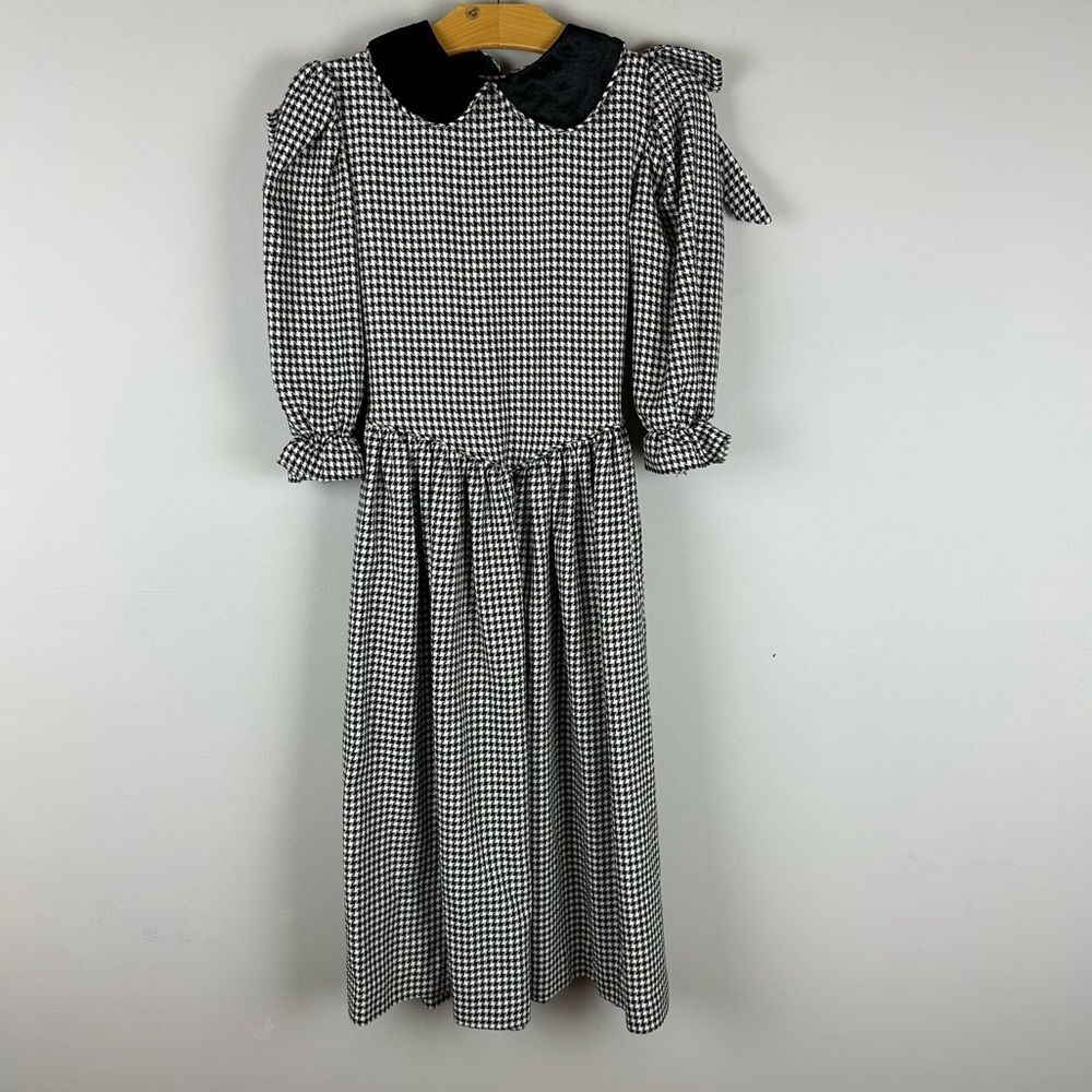 Vintage Kim Originals Houndstooth Dress With Bow Details sz 10